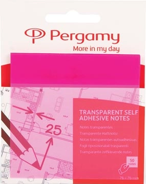 Een Pergamy transparante notes, ft 76 x 76 mm, 50 vel, roze koop je bij best4office