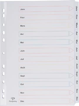 Een Pergamy tabbladen met indexblad, ft A4, 11-gaatsperforatie, janvier-décembre koop je bij Muys Kantoor & Kado