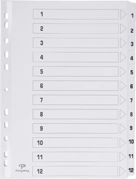 Een Pergamy tabbladen met indexblad, ft A4, 11-gaatsperforatie, karton, set 1-12 koop je bij best4office