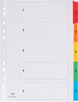 Een Pergamy tabbladen met indexblad, ft A4, 11-gaatsperforatie, geassorteerde kleuren, set 1-5 koop je bij best4office