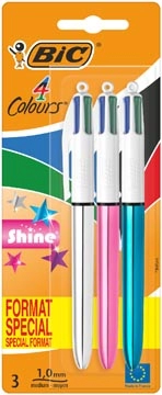 Een Bic Colours Shine 4-kleurenbalpen, medium, klassieke inktkleuren, blister van 3 stuks koop je bij best4office