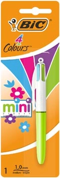 Een Bic Colours Mini 4-kleurenbalpen, medium, pastel inktkleuren, op blister koop je bij Muys Kantoor & Kado