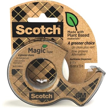 Een Plakband Magic Tape A greener choice ft 19 mm x 15 m, op dispenser van 100 % gerecycleerd plastic koop je bij best4office