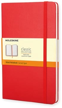 Een Moleskine notitieboek, ft 13 x 21 cm, gelijnd, harde cover, 240 blad, rood koop je bij Muys Kantoor & Kado