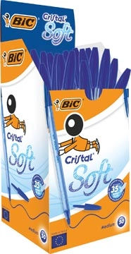 Een Bic balpen Cristal Soft, medium punt, pak van 50 stuks, blauw koop je bij Muys Kantoor & Kado