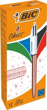 Een Bic balpen 4 Colour Shine, rosé goud, doos van 12 stuk koop je bij best4office