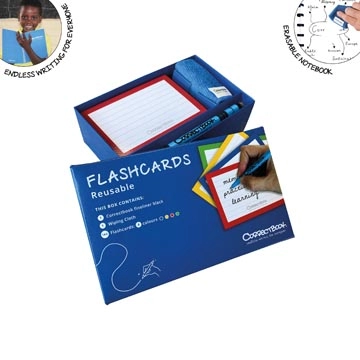 Een Correctbook Flashcards (systeemkaarten), uitwisbaar / herbruikbaar, gelijnd, pak van 144 stuks koop je bij Muys Kantoor & Kado