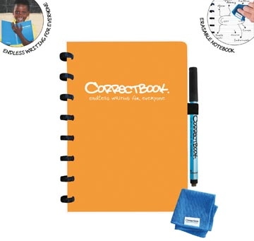 Een Correctbook A5 Original: uitwisbaar / herbruikbaar notitieboek, gelijnd, Peachy Orange (oranje) koop je bij Muys Kantoor & Kado