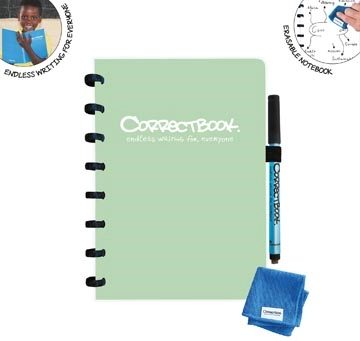 Een Correctbook A5 Original: uitwisbaar / herbruikbaar notitieboek, blanco, Misty Mint (muntgroen) koop je bij Muys Kantoor & Kado