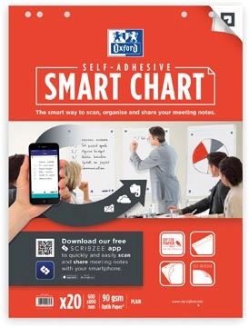 Een Oxford flipchartblok Smart Chart, zelfklevend, ft 60 x 80 cm, blanco, pak van 20 vel koop je bij best4office