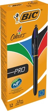 Een Bic Colours Pro 4-kleurenbalpen, medium, klassieke inktkleuren, lichaam zwart koop je bij Muys Kantoor & Kado