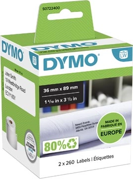 Een Dymo etiketten LabelWriter ft 89 x 36 mm, wit, 2 x 260 etiketten koop je bij Muys Kantoor & Kado