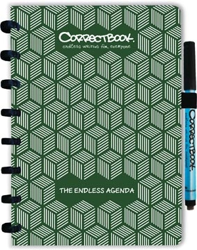 Een Correctbook Endless Agenda A5, uitwisbaar / herbruikbaar, Forest Green (donkergroen) koop je bij Muys Kantoor & Kado