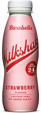 Een Barebells milkshake aardbei, 33 cl, pak van 8 koop je bij Muys Kantoor & Kado