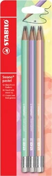 Een STABILO Swano pastel potlood, HB, met gom, blister van 6 stuks in geassorteerde kleuren koop je bij Muys Kantoor & Kado