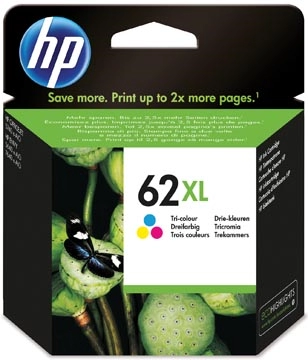 Een HP inktcartridge 62XL, 415 pagina's, OEM C2P07AE, 3 kleuren koop je bij best4office