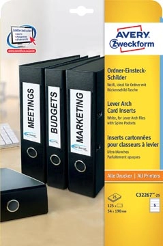 Een Zweck Printbare insteekkaarten voor ordnerrug ft 5,4 x 19 cm, rug van 8 cm, 125 stuks koop je bij best4office