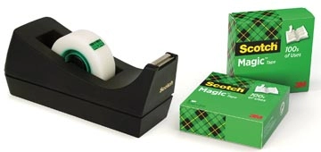 Een Scotch plakbandafroller C38 zwart, inclusief 3 rolletjes (19 x 33 mm) koop je bij best4office