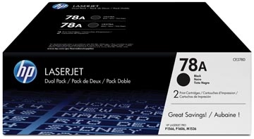 Een HP toner 78A, 2 100 pagina's, OEM CE278AD, zwart, duopack koop je bij best4office