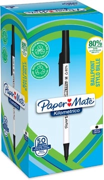 Een Paper Mate balpen Kilometrico, medium, doos van 50 stuks, zwart koop je bij Muys Kantoor & Kado