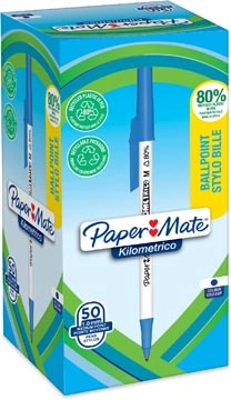 Een Paper Mate balpen Kilometrico, medium, doos van 50 stuks, blauw koop je bij Muys Kantoor & Kado