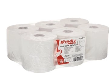 Een Wypall reinigingsdoeken L10, centerfeed, 1-laags, pak van 6 rollen, wit koop je bij Muys Kantoor & Kado