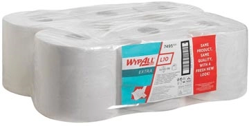 Een Wypall reinigingsdoeken L10, 1-laags, 6 rollen, 525 doeken, wit koop je bij Muys Kantoor & Kado