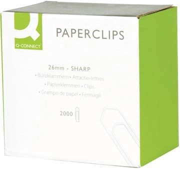 Een Q-CONNECT papierklemmen, 26 mm, doos van 2000 stuks koop je bij best4office