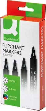 Een Q-CONNECT flipchartmarker, 2-3 mm, ronde punt, met clip, geassorteerde kleuren koop je bij Muys Kantoor & Kado