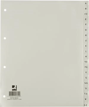 Een Q-CONNECT tabbladen, A4, PP, 4-gaatsperforatie, set van A-Z, 20 tabs, grijs koop je bij Muys Kantoor & Kado
