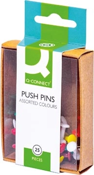 Een Q-CONNECT prikbordspelden, doosje van 25 stuks, geassorteerde kleuren koop je bij best4office