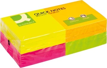 Een Q-CONNECT Quick Notes, ft 76 x 76 mm, 80 vel, pak van 12 blokken in 4 neonkleuren koop je bij best4office