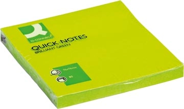 Een Q-CONNECT Quick Notes, ft 76 x 76 mm, 80 vel, neongroen koop je bij Muys Kantoor & Kado