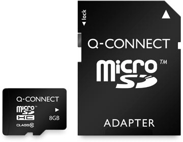 Een Q-CONNECT microSD geheugenkaart, met SD-adaptor, 8 GB koop je bij best4office