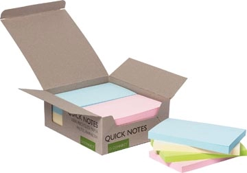 Een Q-CONNECT Quick Notes Recycled pastel, ft 76 x 127 mm, 100 vel, doos van 12 stuks in geassorteerde kleure koop je bij best4office