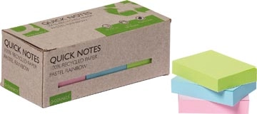 Een Q-CONNECT Quick Notes Recycled pastel, ft 38 x 51 mm, 100 vel, doos van 12 stuks in geassorteerde kleuren koop je bij best4office