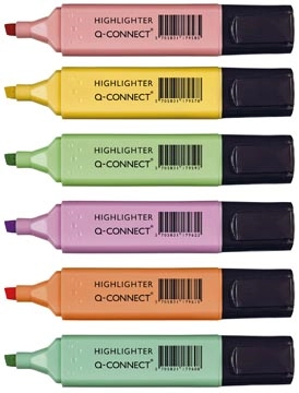 Een Q-CONNECT markeerstift pastel, geassorteerde kleuren, pak van 6 stuks koop je bij Muys Kantoor & Kado