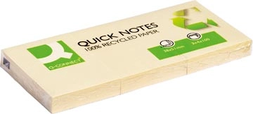 Een Q-CONNECT Quick Notes Recycled, ft 38 x 51 mm, 100 vel, pak van 3 blokken, geel koop je bij best4office