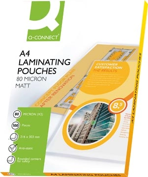 Een Q-CONNECT lamineeretui A4 2x 80 micron mat 100 stuks koop je bij best4office