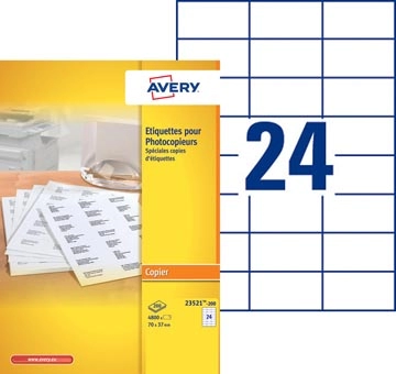 Een Avery 23521-200 kopieeretiketten ft 70 x 37 mm (b x h), 4800 etiketten, wit koop je bij best4office