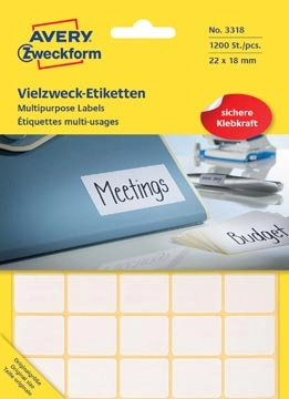 Een Avery Zweckform 3318 mini etiketten ft 22 x 18 mm (b x h), 1.200 etiketten, wit koop je bij best4office