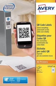 Een Avery printbare QR-etiketten ft 45 x 45 mm (b x h), 400 stuks koop je bij best4office