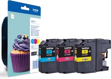 Een Brother inktcartridge, 600 pagina's, OEM LC-123RBWBP, 3 kleuren koop je bij Muys Kantoor & Kado