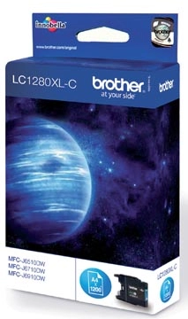 Een Brother inktcartridge, 1.200 pagina's, OEM LC-1280XLC, cyaan koop je bij best4office