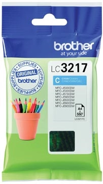 Een Brother inktcartridge, 550 pagina's, OEM LC-3217C, cyaan koop je bij best4office