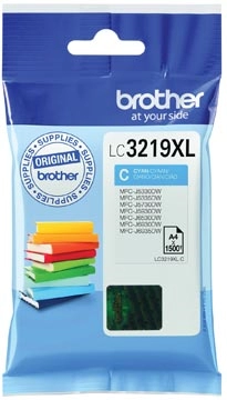 Een Brother inktcartridge, 1.500 pagina's, OEM LC-3219XLC, cyaan koop je bij best4office