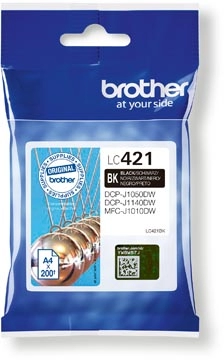 Een Brother inktcartridge, 200 pagina's, OEM LC-421BK, zwart koop je bij Muys Kantoor & Kado