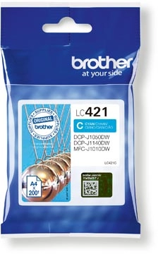 Een Brother inktcartridge, 200 pagina's, OEM LC-421C, cyaan koop je bij Muys Kantoor & Kado