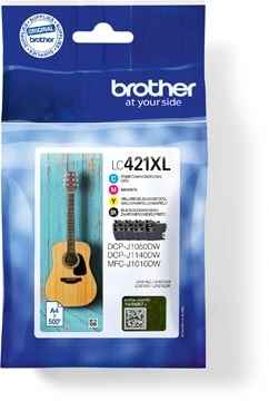 Een Brother inktcartridge, 500 pagina's, OEM LC-421XLVAL, 4 kleuren koop je bij best4office