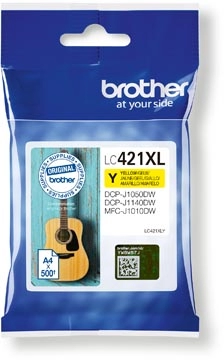 Een Brother inktcartridge, 500 pagina's, OEM LC-421XLY, geel koop je bij best4office